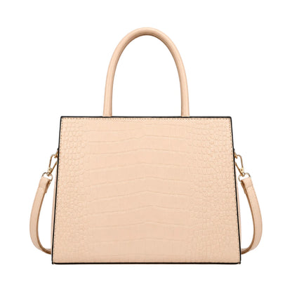 Pouche Beige Croc-Texture Women’s Satchel Handbag