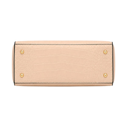 Pouche Beige Croc-Texture Women’s Satchel Handbag